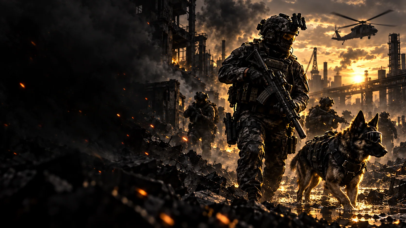 A squad deploying from a helicopter in WARDOGS